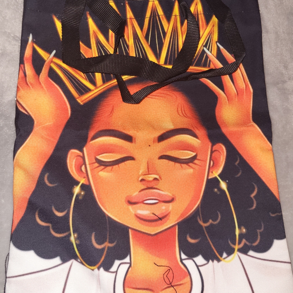 Artistic Tote Bag with Crown Design